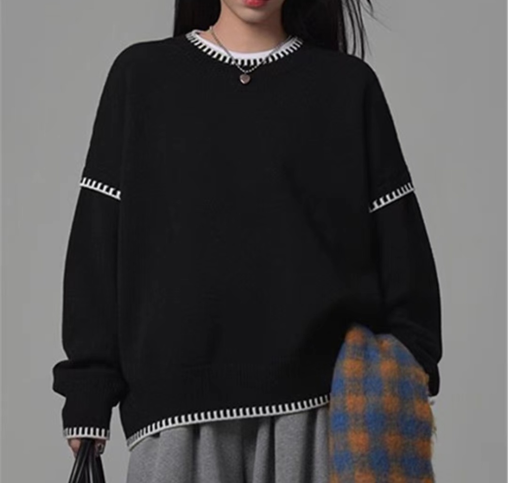 Bottoming knitted tops lazy sweater for women