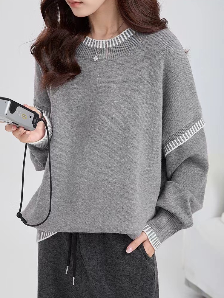 Bottoming knitted tops lazy sweater for women