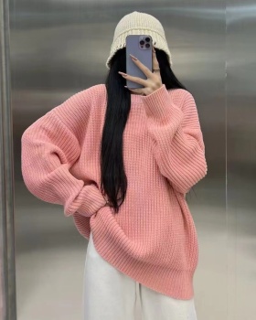 Round neck temperament slim sweater for women