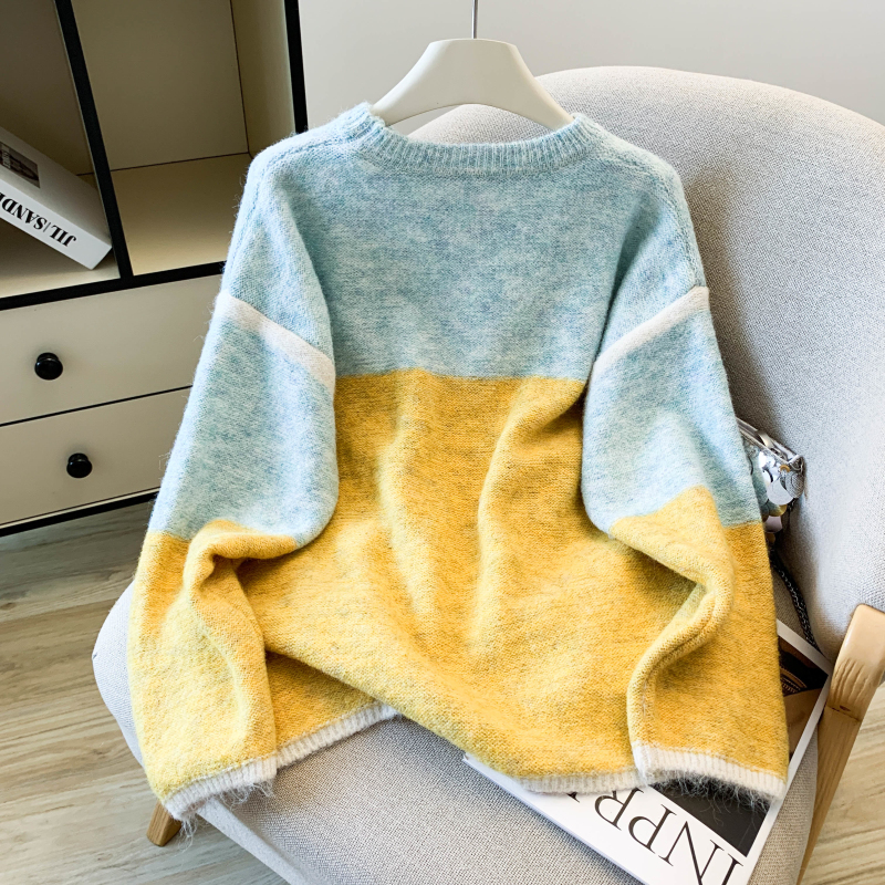 Niche V-neck splice sweater for women