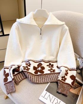Lazy autumn and winter sweater lapel tops for women