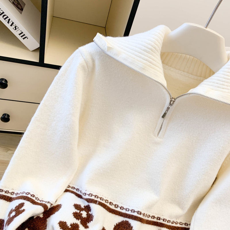 Lazy autumn and winter sweater lapel tops for women