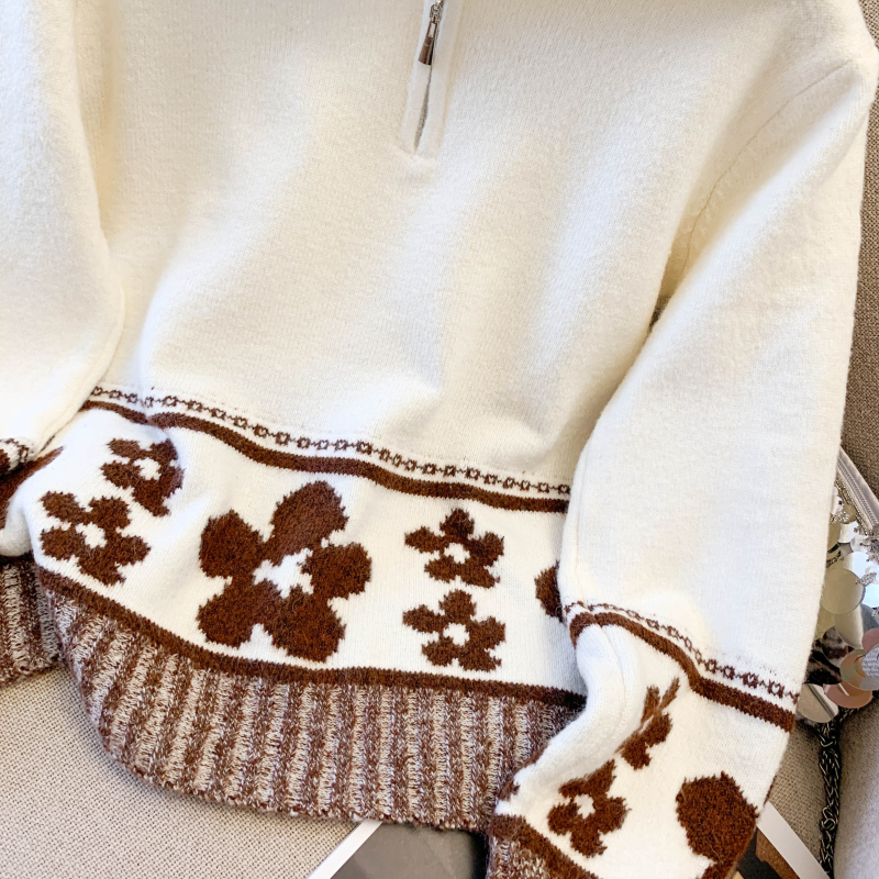 Lazy autumn and winter sweater lapel tops for women