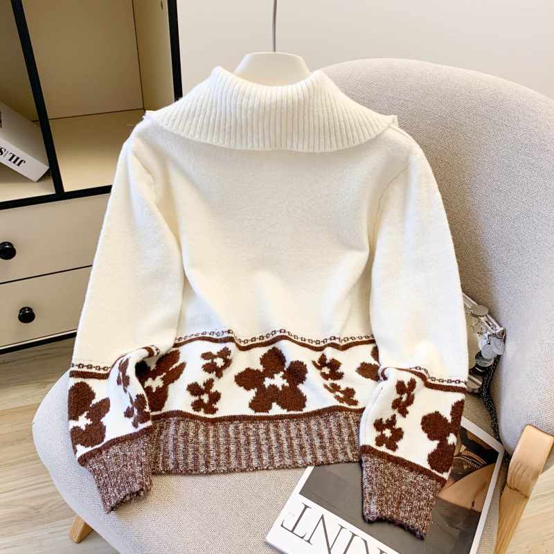 Lazy autumn and winter sweater lapel tops for women