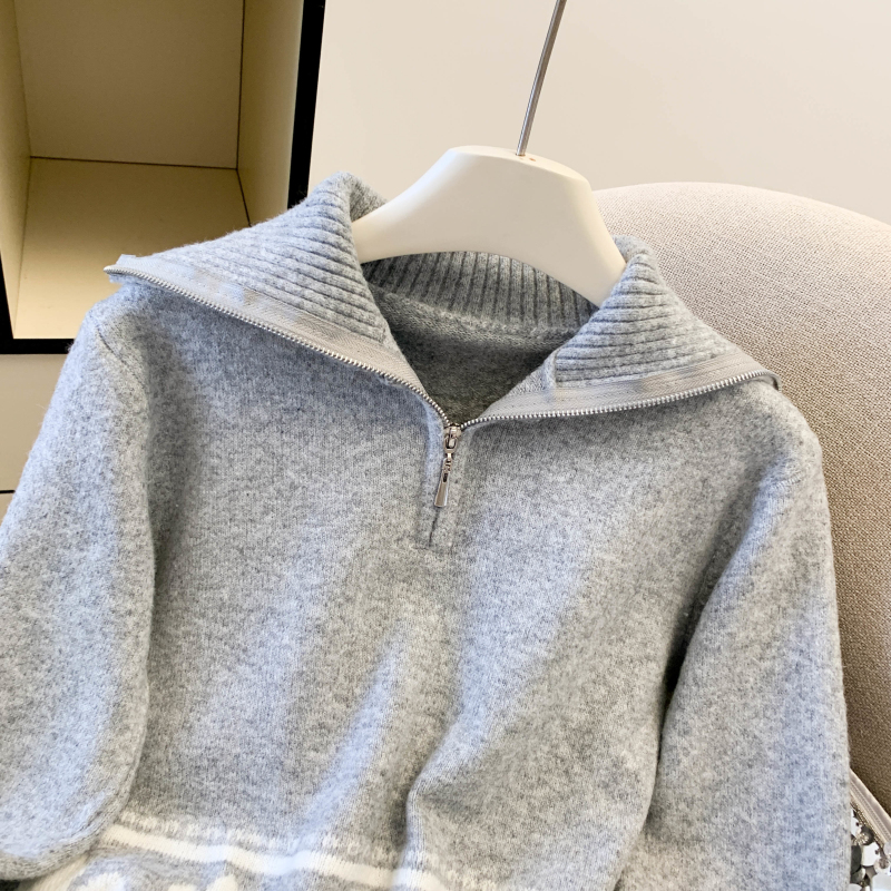 Lazy autumn and winter sweater lapel tops for women