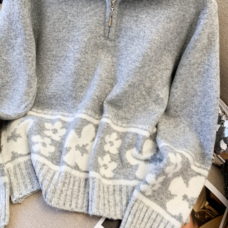 Lazy autumn and winter sweater lapel tops for women