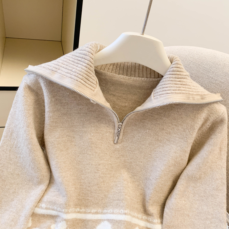 Lazy autumn and winter sweater lapel tops for women