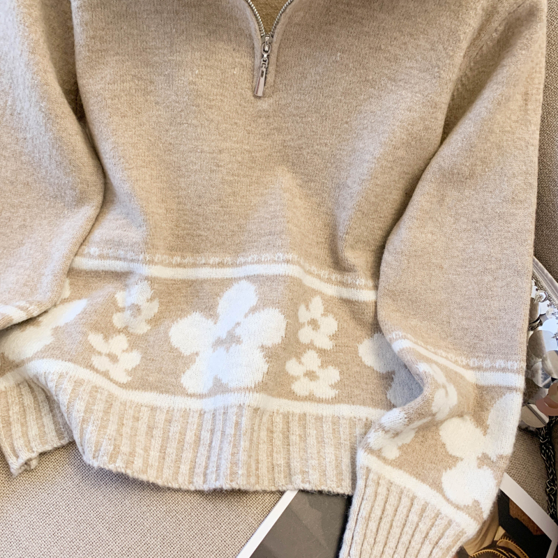 Lazy autumn and winter sweater lapel tops for women
