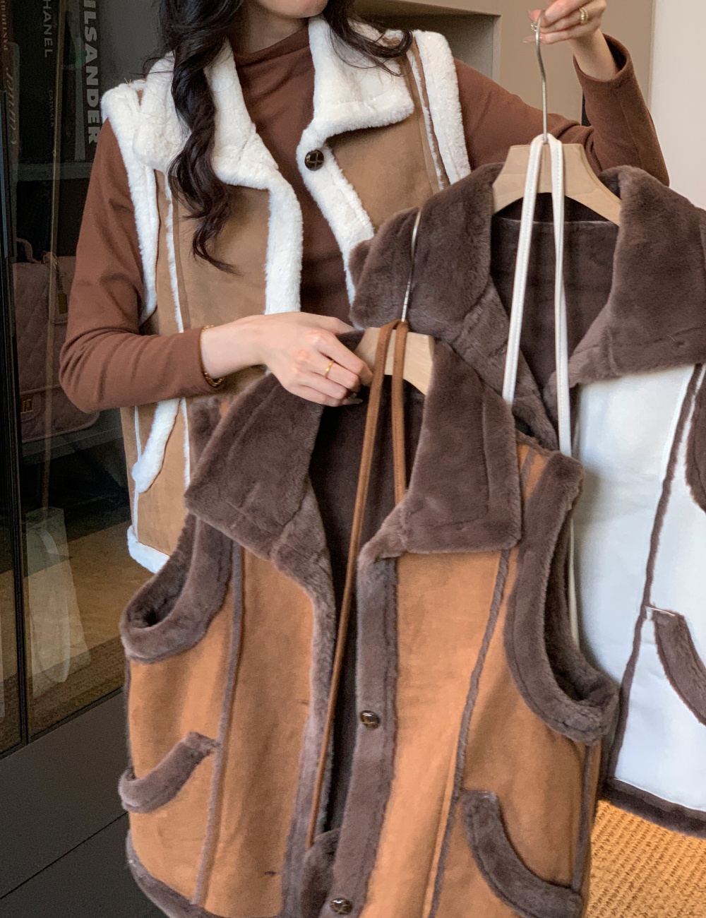 With coat autumn and winter tops for women