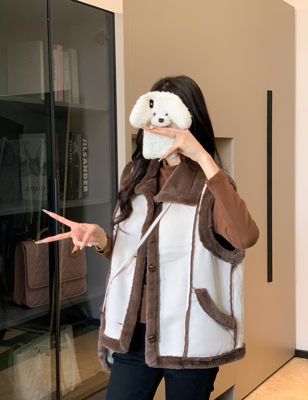 With coat autumn and winter tops for women