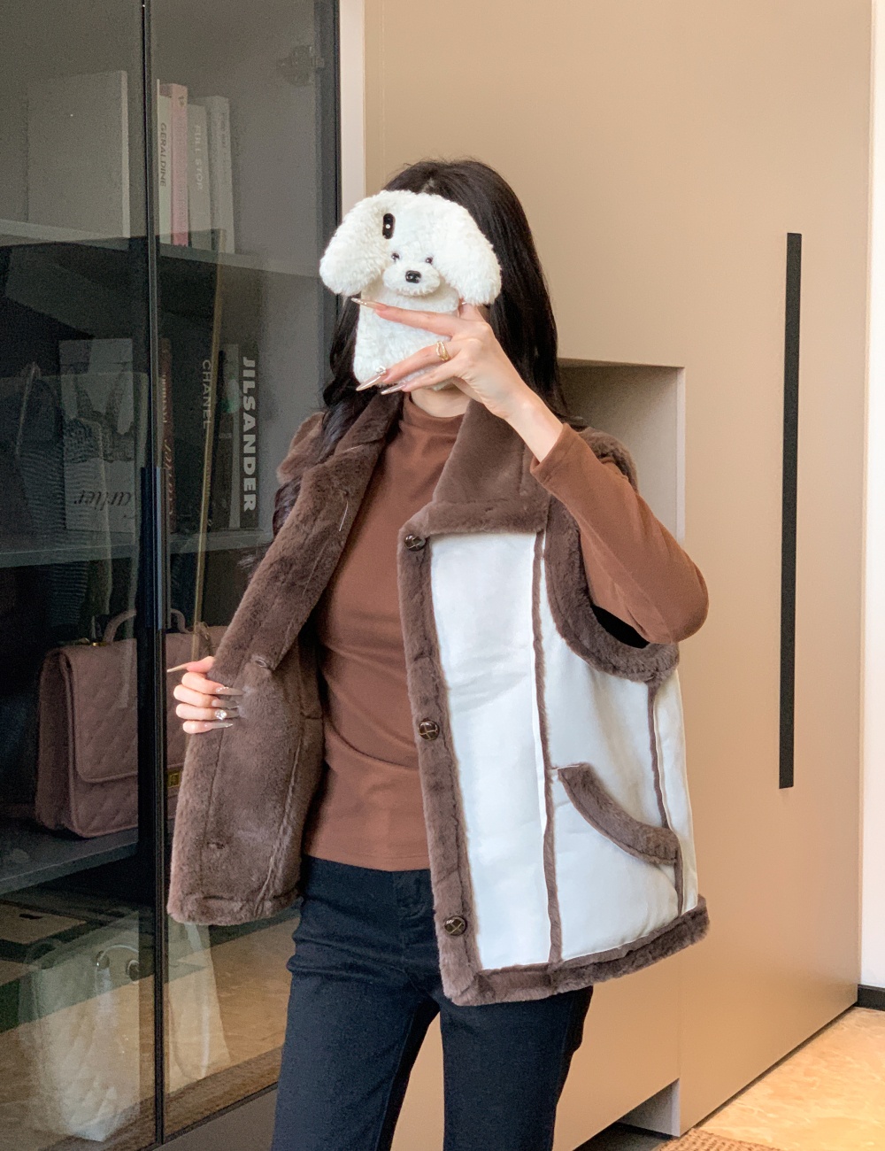 With coat autumn and winter tops for women