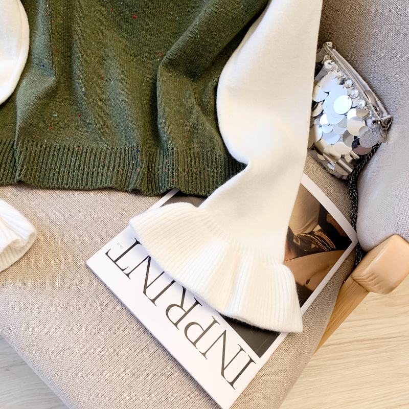 Autumn Western style sweater Pseudo-two splice tops for women