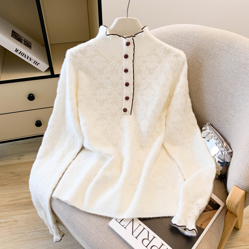 Temperament all-match T-shirt knitted tops for women