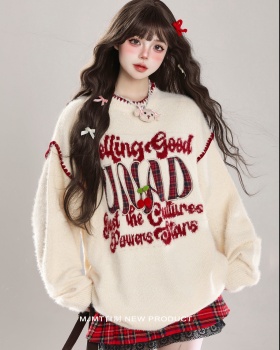 Knitted retro inside the ride sweater loose lazy tops