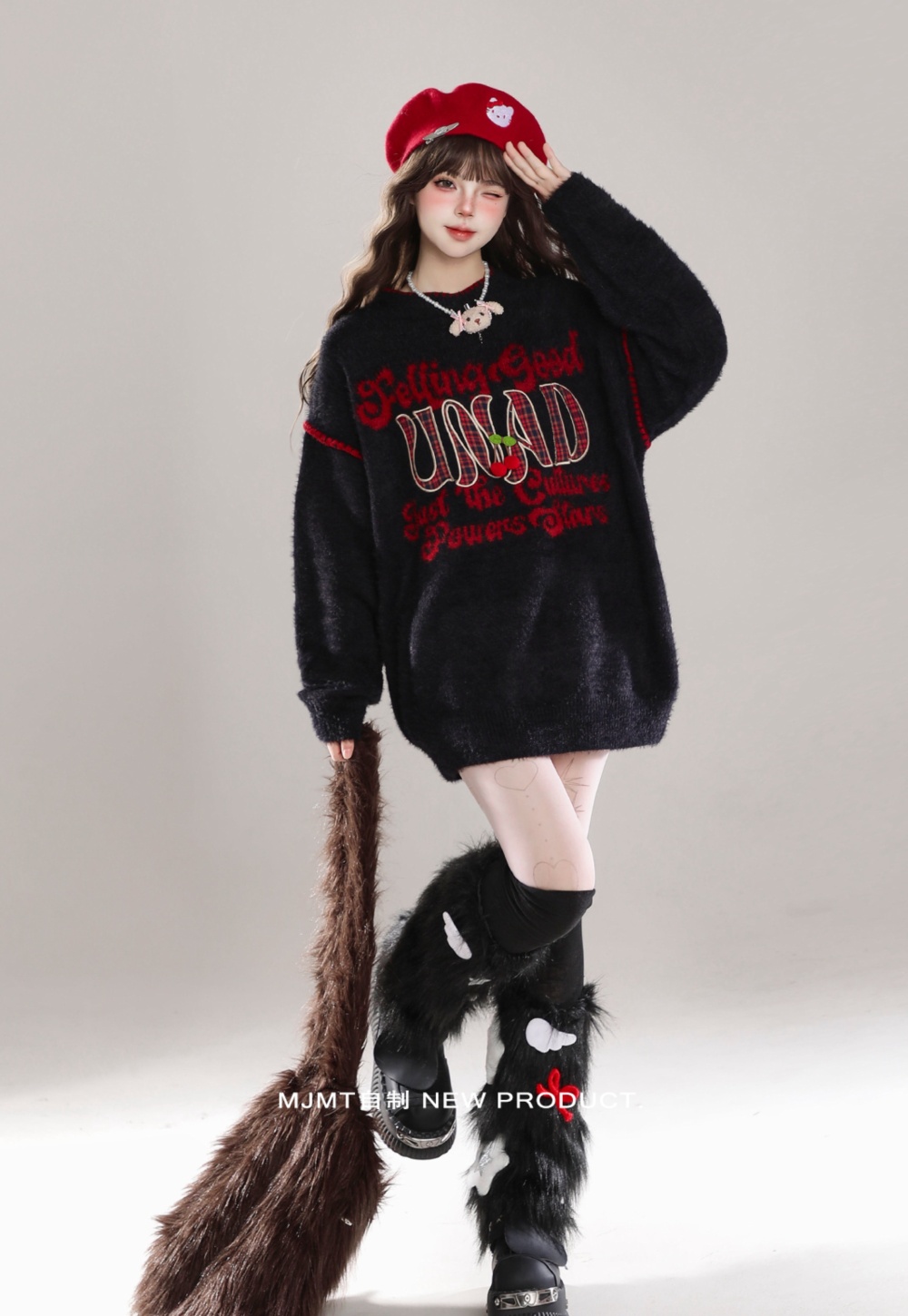 Knitted retro inside the ride sweater loose lazy tops