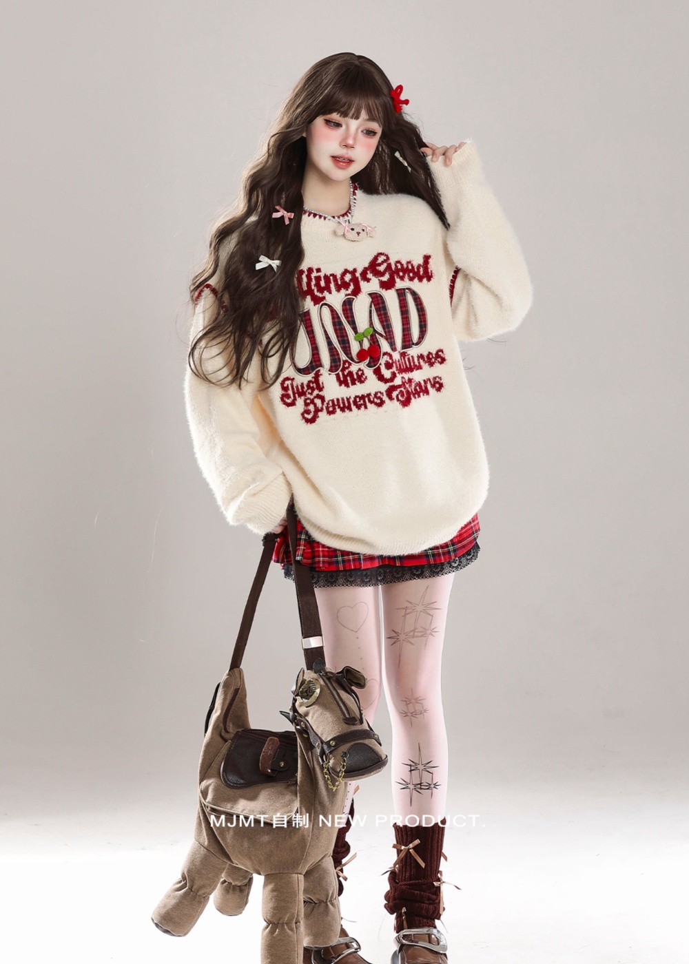 Knitted retro inside the ride sweater loose lazy tops