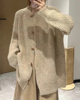 Gray loose lazy sweater retro autumn and winter knitted tops
