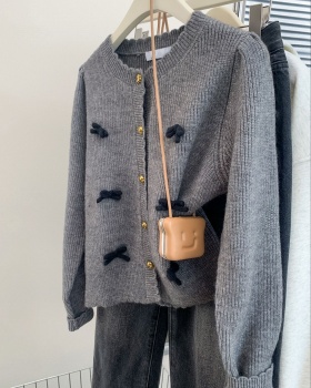 Winter short tender tops sweet chanelstyle bow sweater