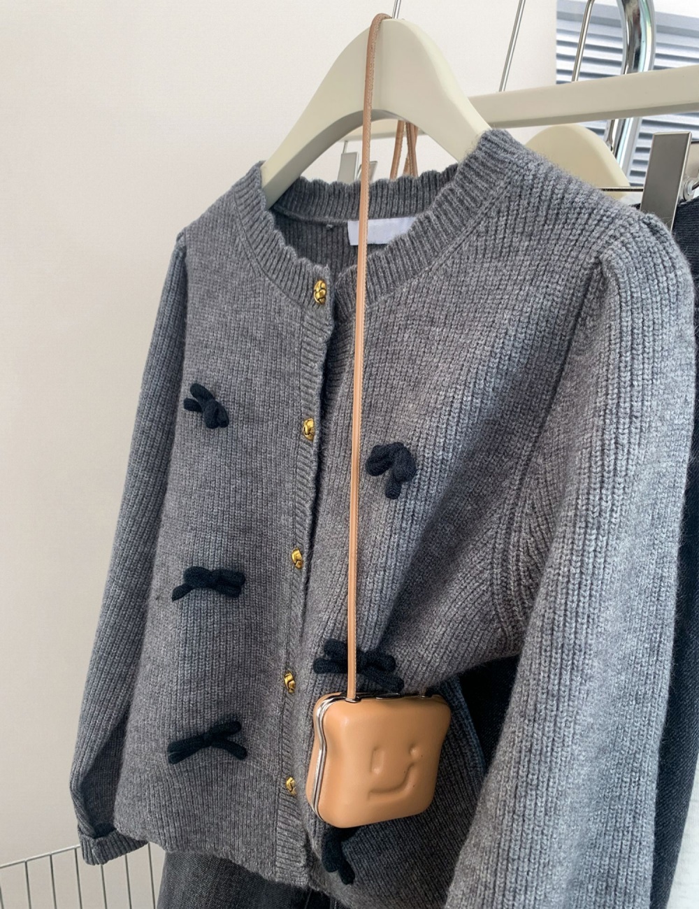 Winter short tender tops sweet chanelstyle bow sweater