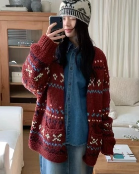 Autumn and winter jacquard sweater lazy cardigan for women