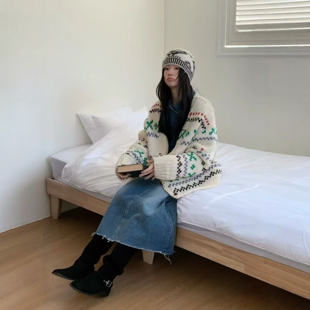 Autumn and winter jacquard sweater lazy cardigan for women