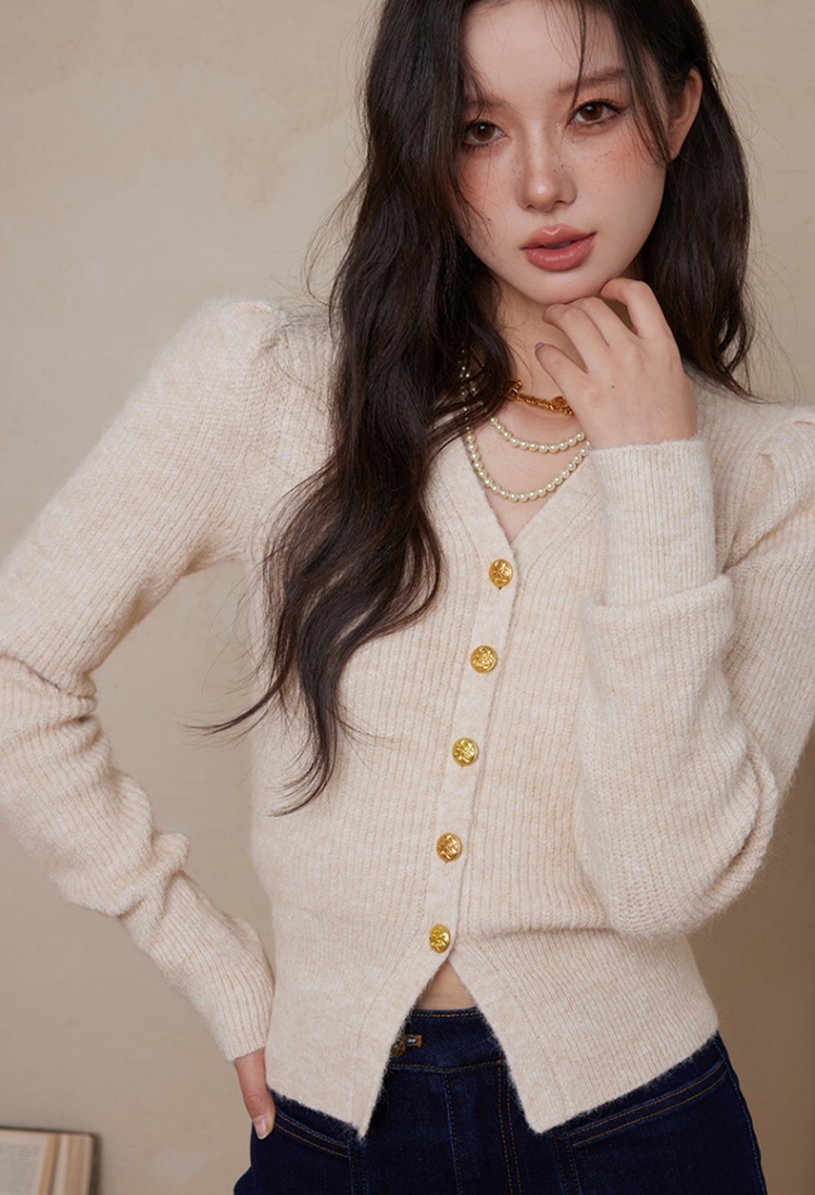 France style retro sweater winter red cardigan for women