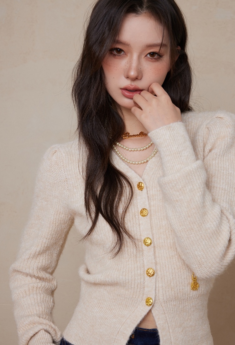 France style retro sweater winter red cardigan for women