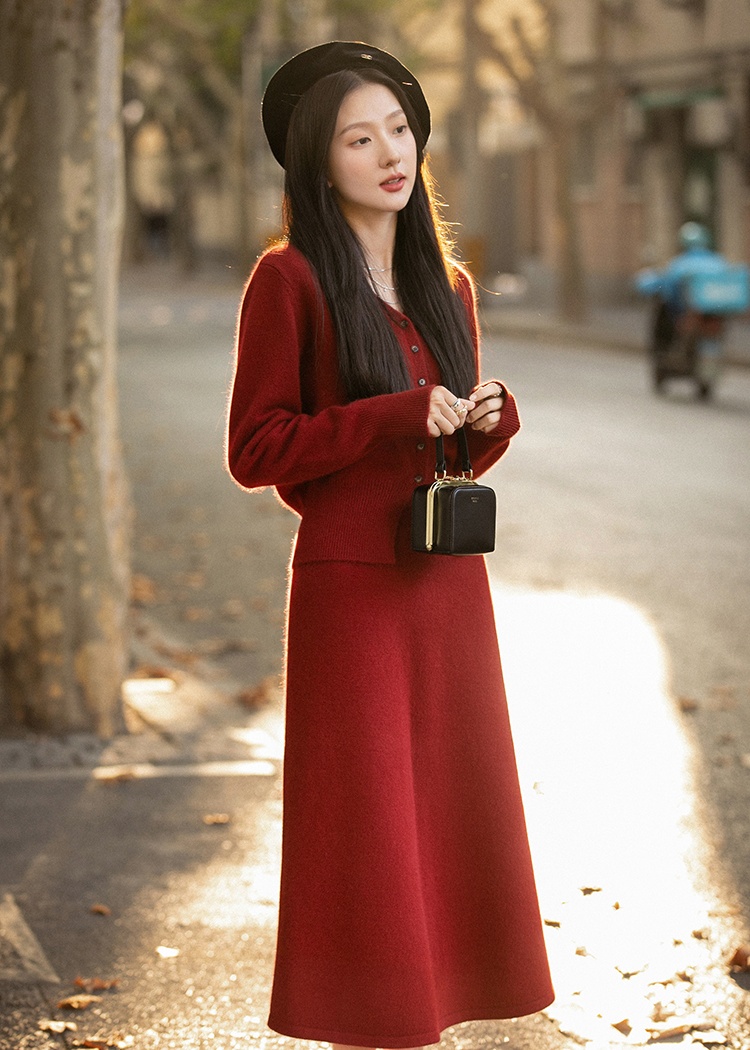 Spring and autumn cardigan sweater 2pcs set for women