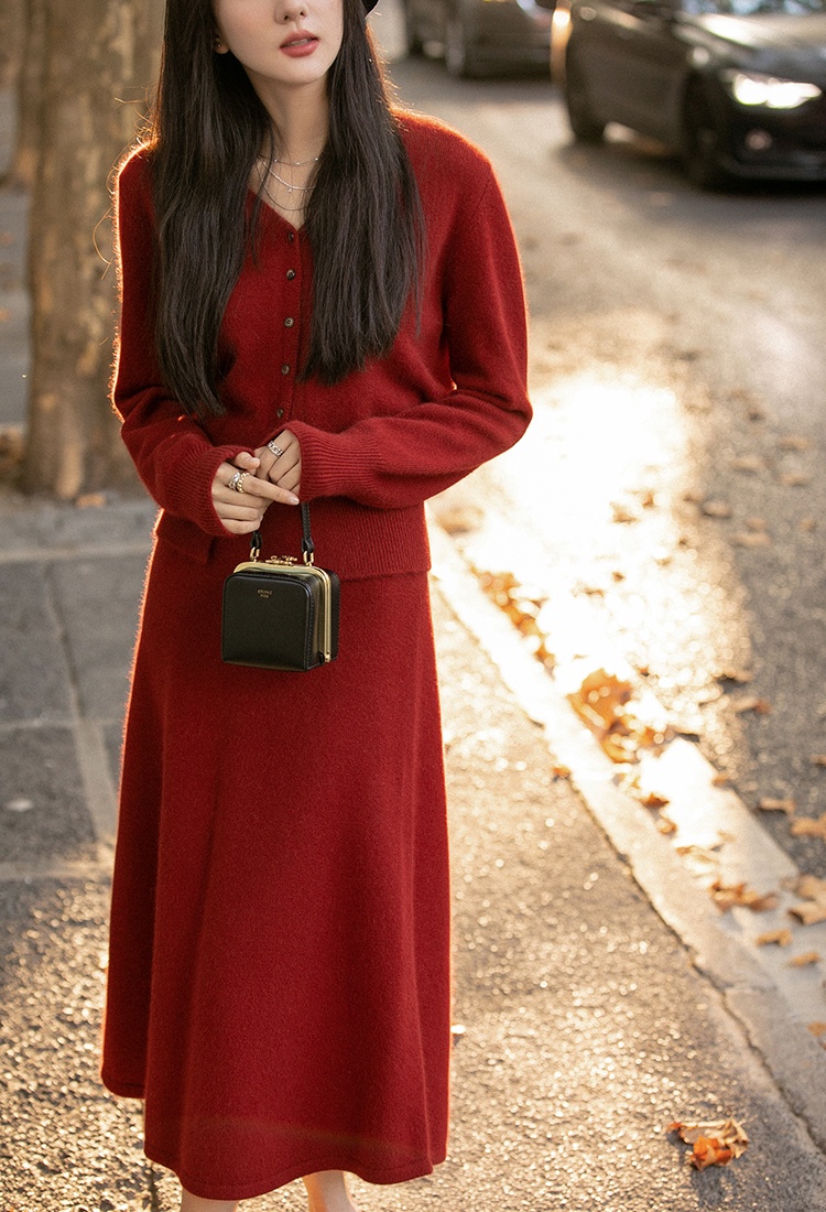 Spring and autumn cardigan sweater 2pcs set for women