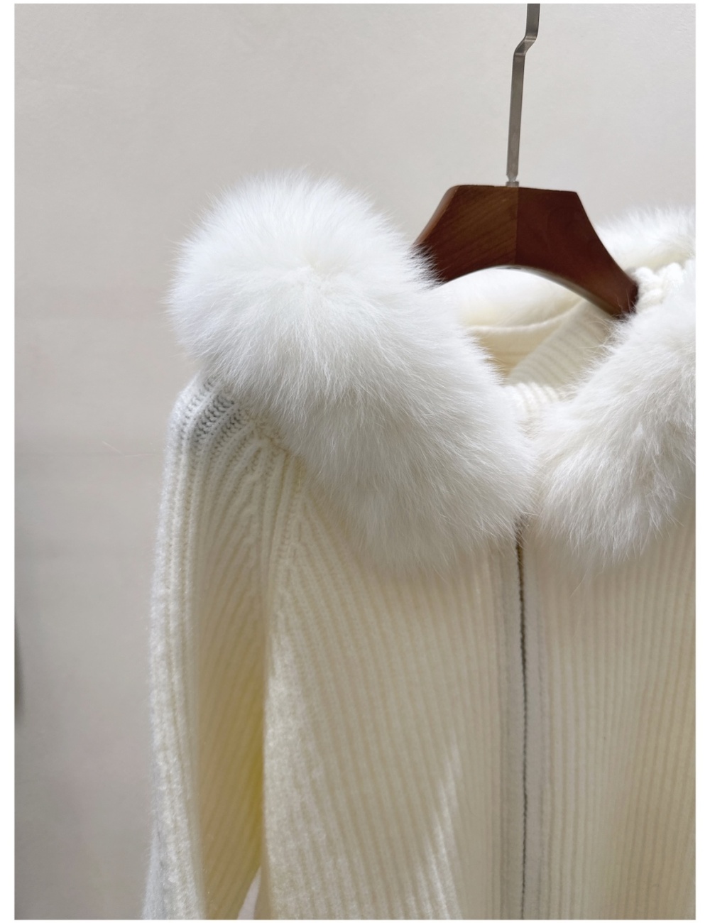 Fox fur collar zip coat short sweater for women