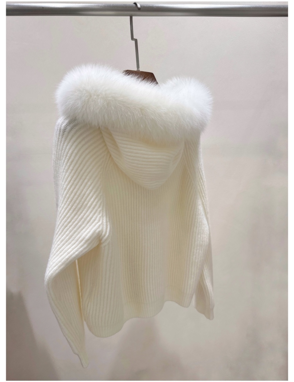 Fox fur collar zip coat short sweater for women