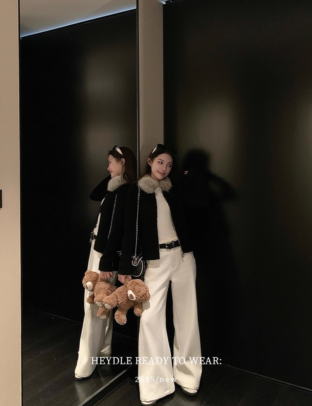Knitted autumn and winter sweater short fur collar cardigan