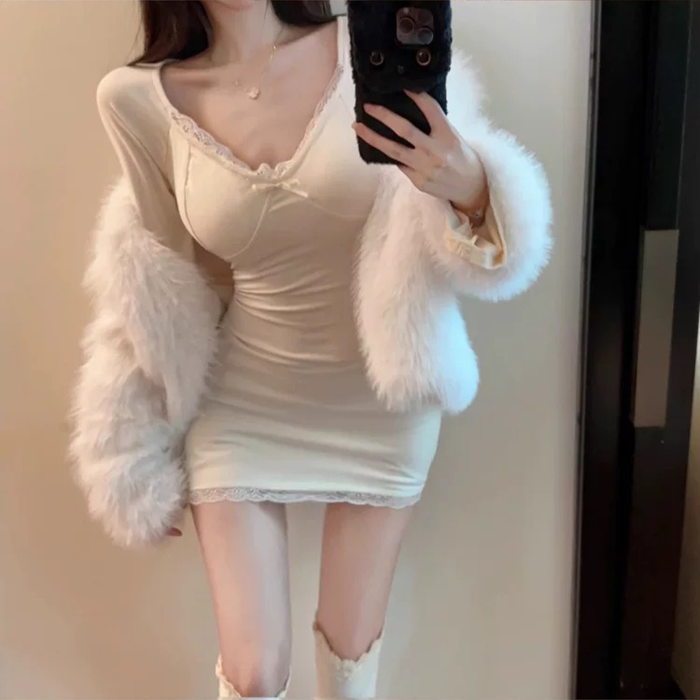 Enticement lace slim long sleeve dress