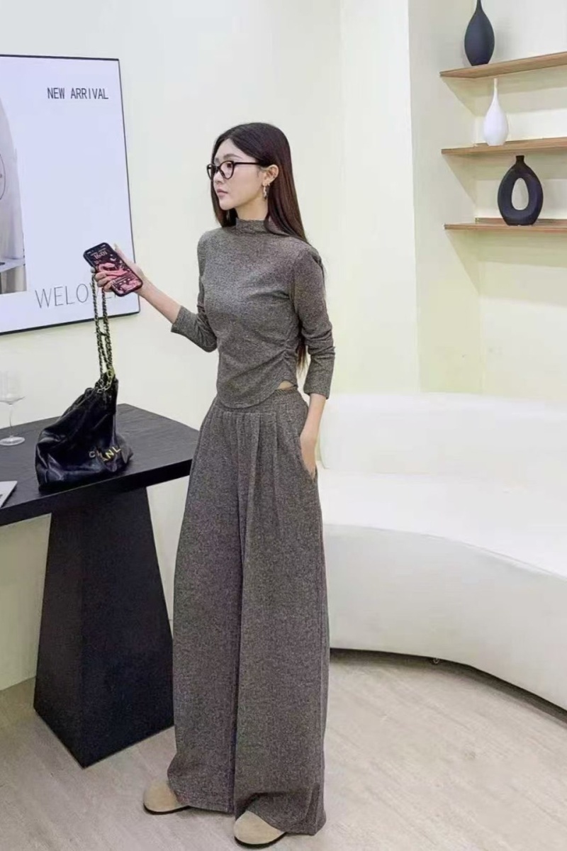 High waist T-shirt slim casual pants 2pcs set