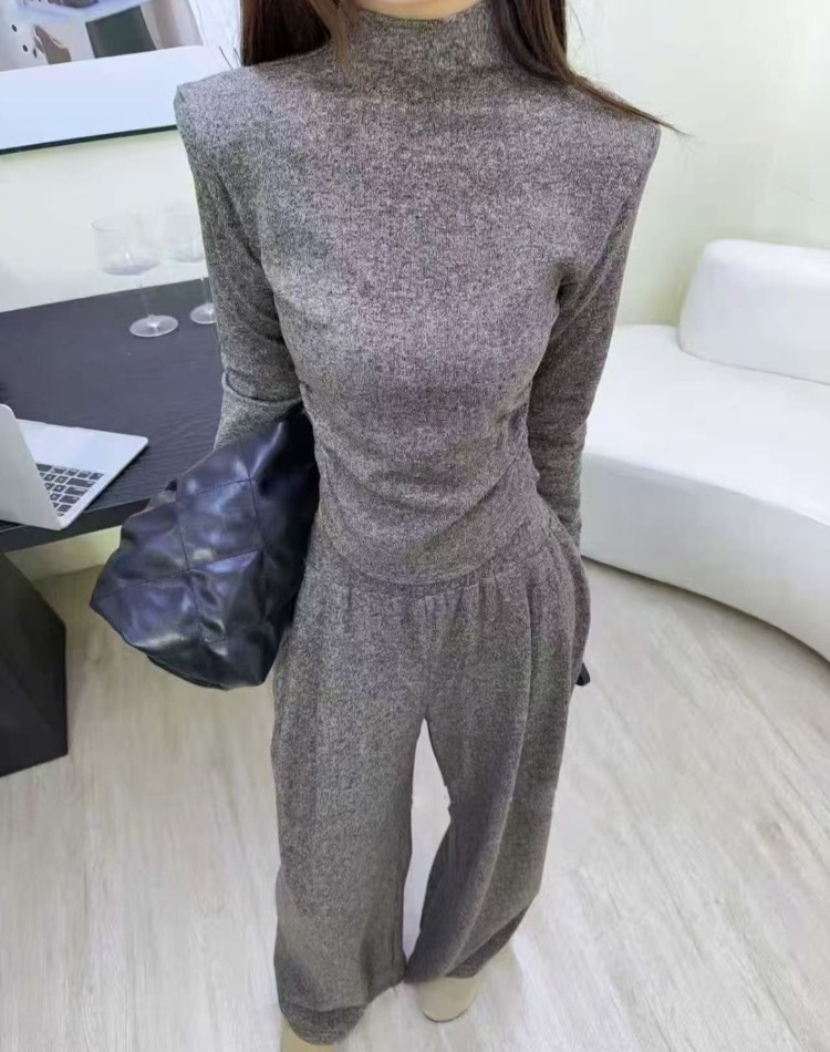 High waist T-shirt slim casual pants 2pcs set