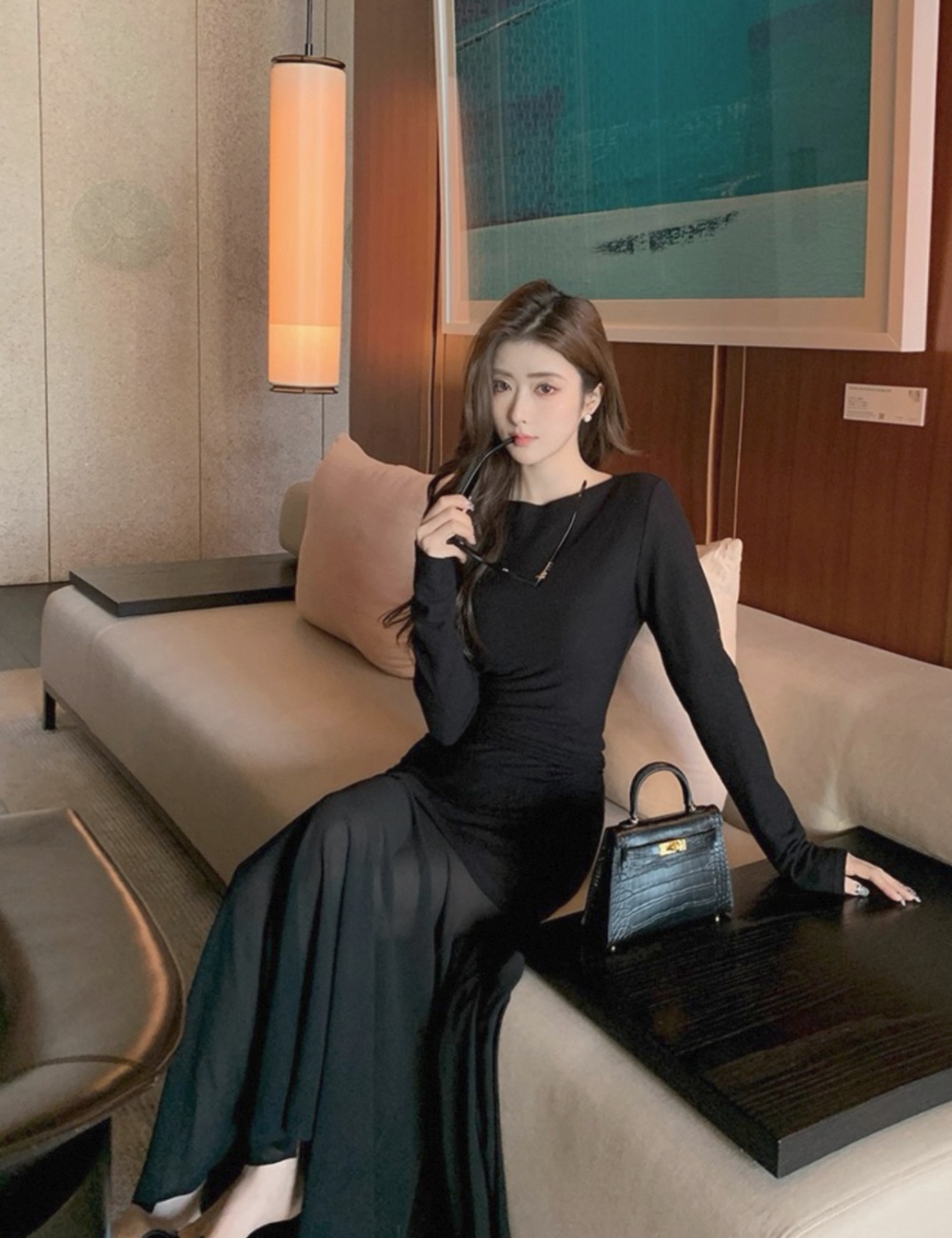 Enticement mermaid splice gauze dress for women