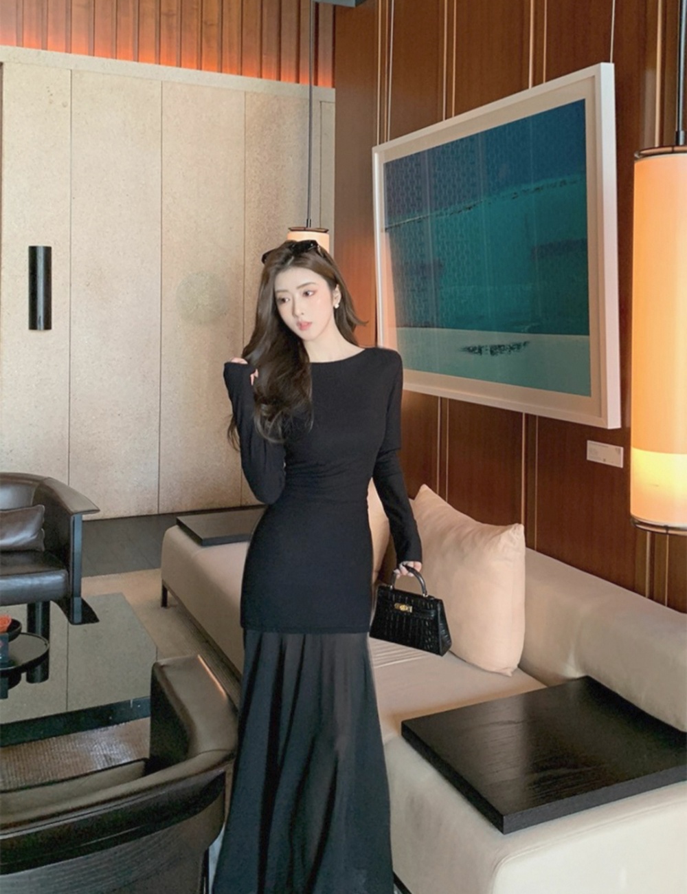 Enticement mermaid splice gauze dress for women
