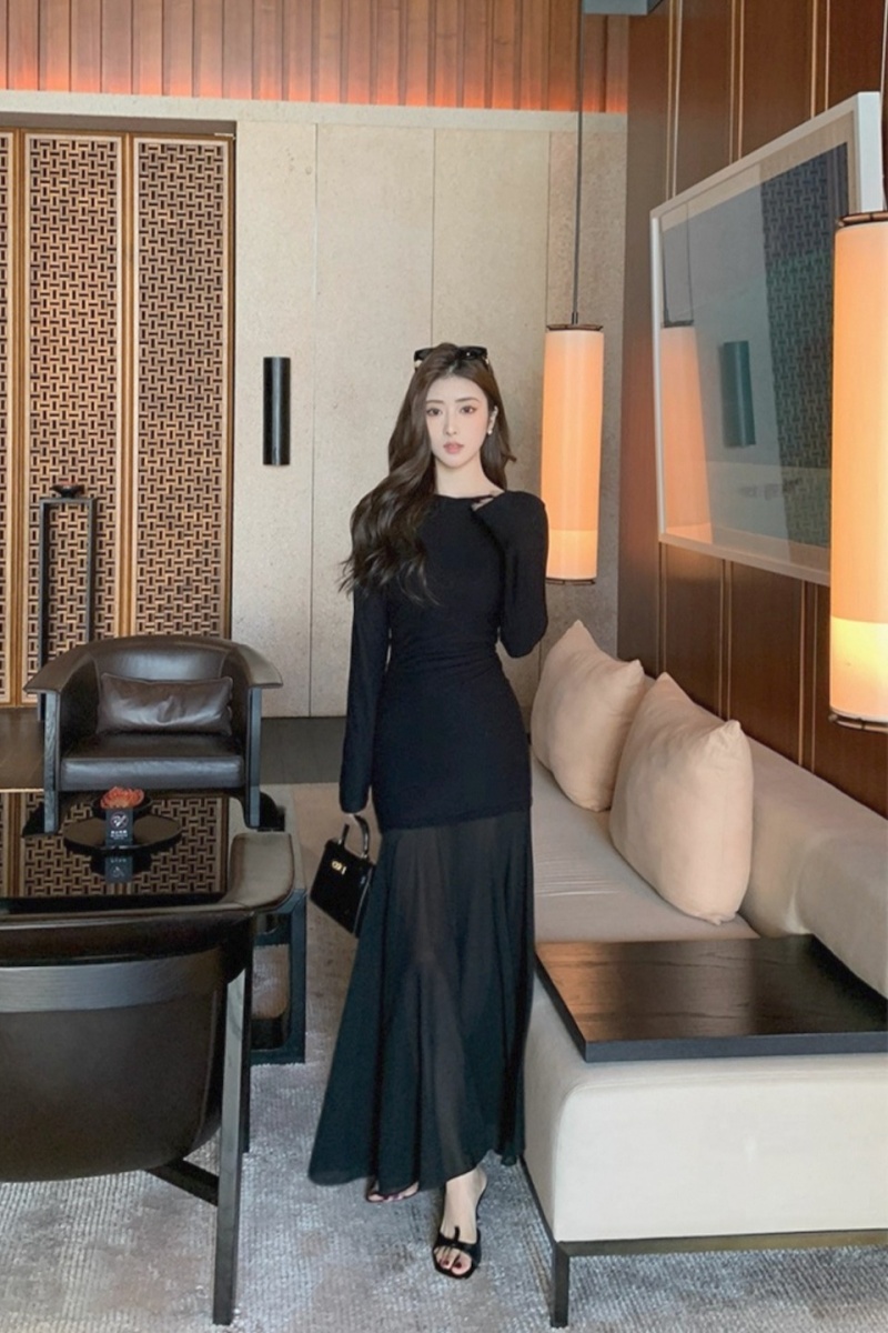 Enticement mermaid splice gauze dress for women
