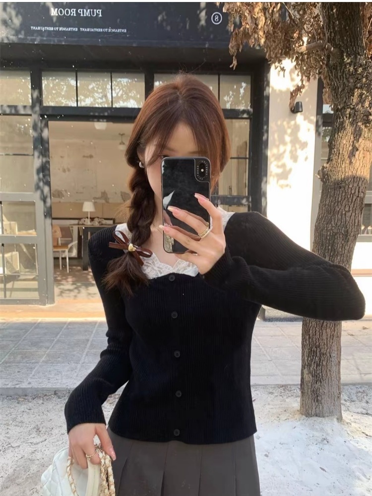 Slim France style bottoming shirt tender tops for women