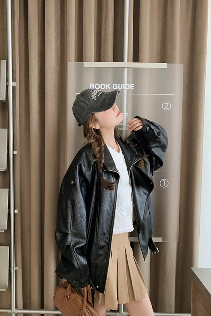 Double collar neutral wallet locomotive coat for women