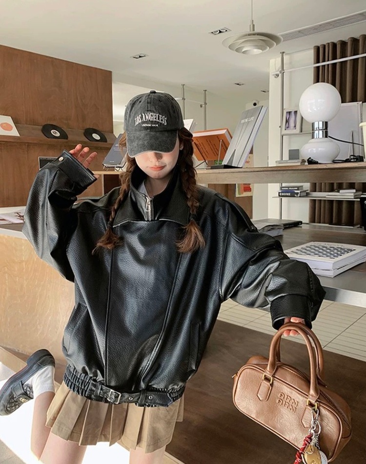 Double collar neutral wallet locomotive coat for women