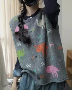 Casual refreshing art cartoon knitted waistcoat