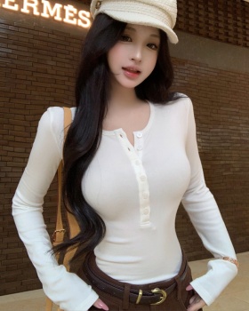 Long sleeve bottoming shirt elasticity T-shirt for women