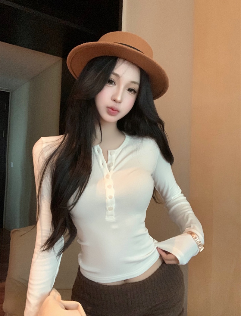 Long sleeve bottoming shirt elasticity T-shirt for women