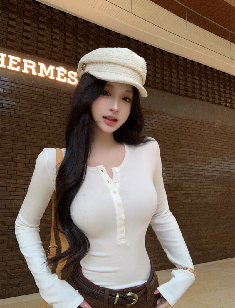 Long sleeve bottoming shirt elasticity T-shirt for women