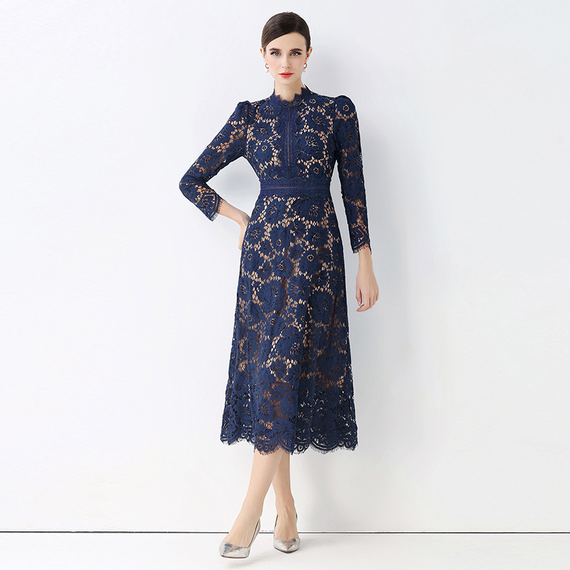 France style ladies lace slim pinched waist dress
