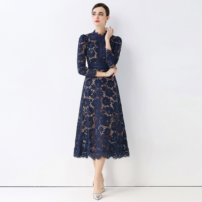 France style ladies lace slim pinched waist dress