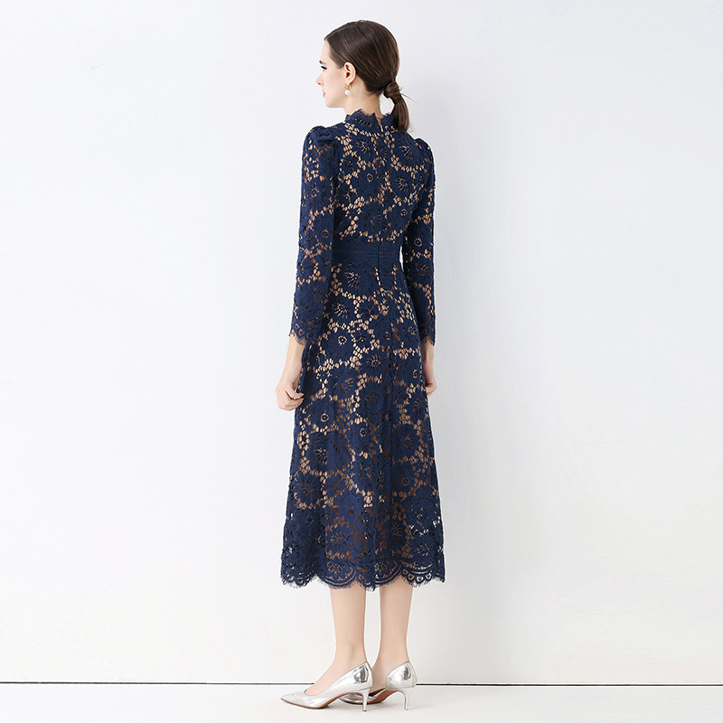 France style ladies lace slim pinched waist dress