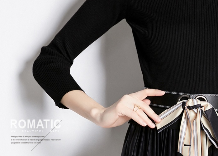 Fashion pleated printing splice autumn and winter dress
