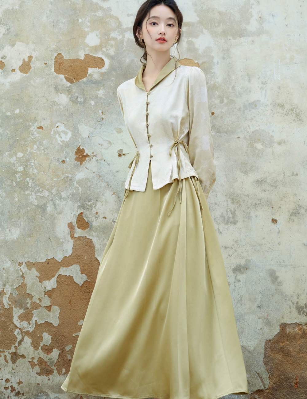 Chinese style shirt unique tops 2pcs set
